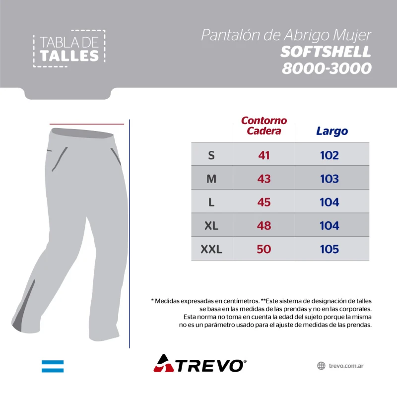 TALLES_Trevo-Pant.Softshell_Mujer-37 Pantalón Softshell 8000-3000 Mujer